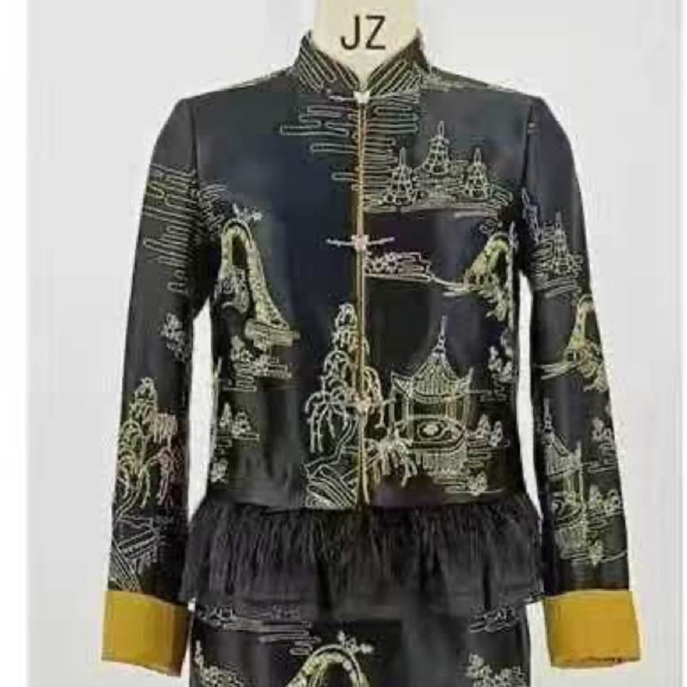Elegant Black and Gold Embroidered Jacket